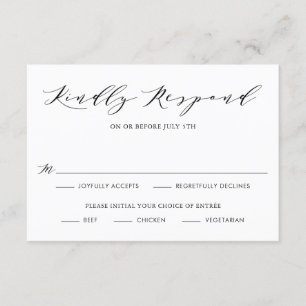 Placa RSVP de Casamento de Script Minimalista Pret