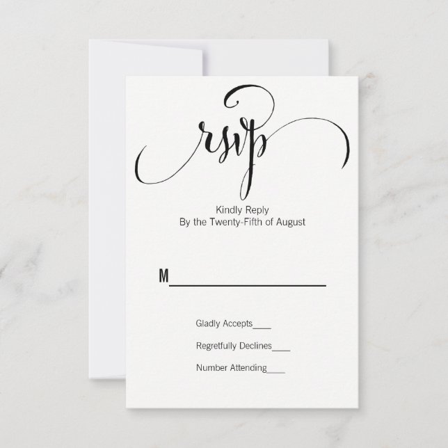 Placa RSVP de Casamento de Script Moderno (Frente)