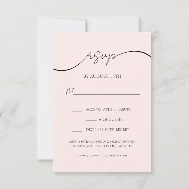 Placa RSVP de Casamento de Script Moderno Cor-de-R (Frente)