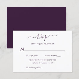 Placa RSVP de Casamento de Script Moderno Roxo Ele