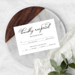 Placa RSVP de Casamento de Script Preto Elegante<br><div class="desc">Placa RSVP de Casamento de Script Preto Elegante</div>