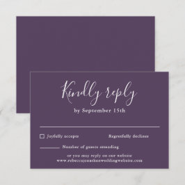Placa RSVP de Casamento de Script Puro Moderno Mín