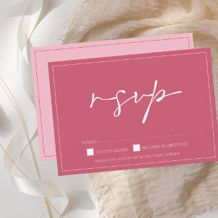 Placa RSVP de Casamento de Script Rosa Menta Mínim