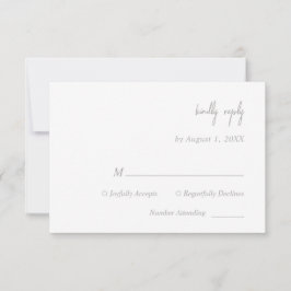 Placa RSVP de Casamento de Script Silver Elegante