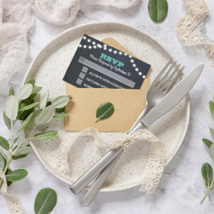 Placa RSVP de Casamento de Teal Lights