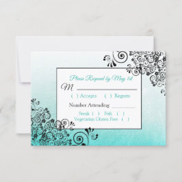 Placa RSVP de Casamento de Textura Negra Teal
