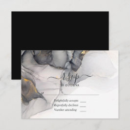 Placa RSVP de Casamento de Tinta de Álcool Preta e