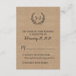 Placa RSVP de Casamento de Tipografia Negra em Bur