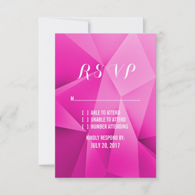 Placa RSVP de Casamento de Toneladas de Jewel Rosa (Frente)