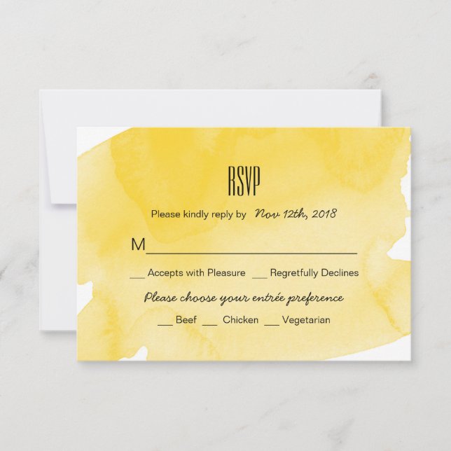 Placa RSVP de Casamento de Wash com Aquarela Amare (Frente)