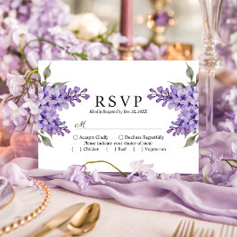 Placa RSVP de Casamento de Wisteria Floral Purple