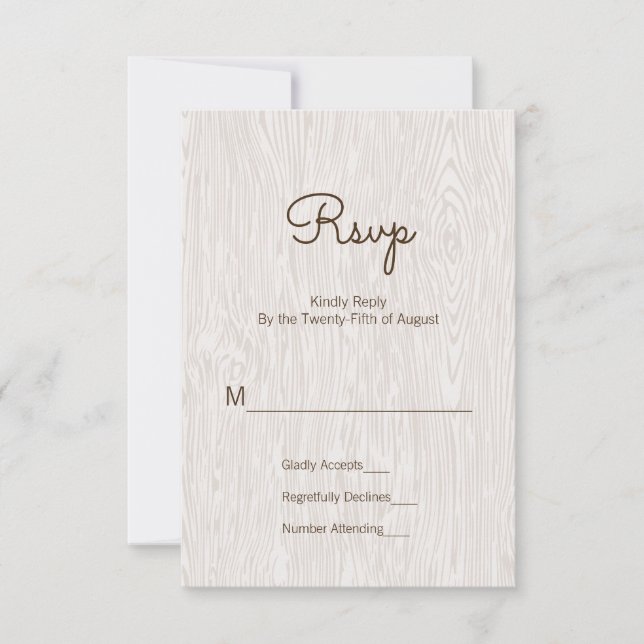 Placa RSVP de Casamento de Woodgrão Russo Moderno (Frente)