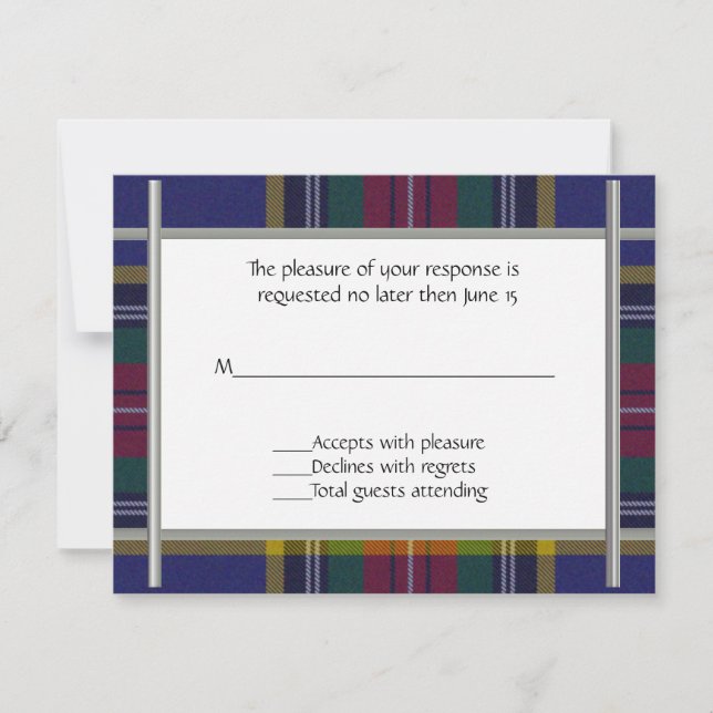 Placa RSVP de Casamento de Xadrez MacBeth (Frente)
