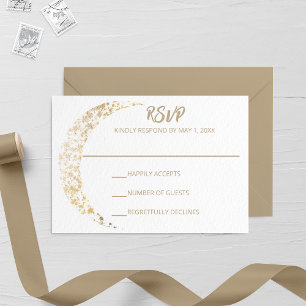 Placa RSVP de Casamento Dourado e Traseiro