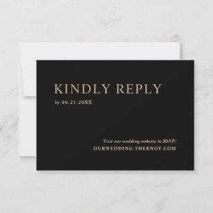 Placa RSVP de Casamento Dourado Preto Mínimo Moder