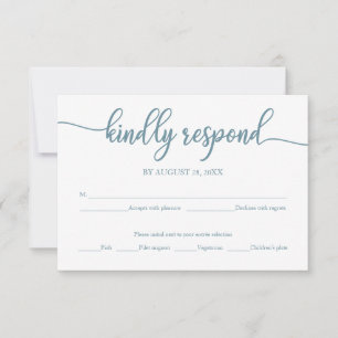 Placa RSVP de Casamento Dusty Calliografia Azul