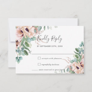 Placa RSVP de Casamento Eucalyptus Flores Russas
