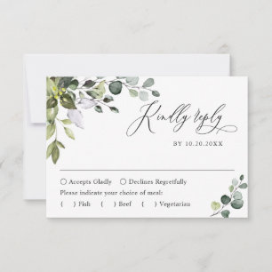 Placa RSVP de Casamento Eucalyptus Simples Elegant