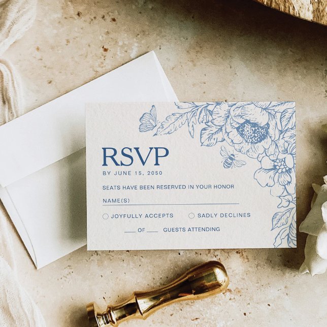 Placa RSVP de Casamento Floral Chinoiseri (Criador carregado)