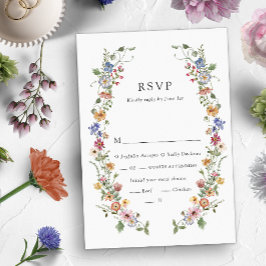 Placa RSVP de Casamento Floral Colorida