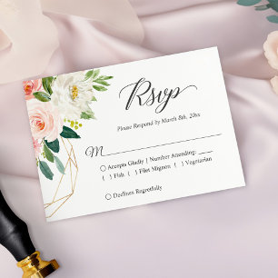 Placa RSVP de Casamento Floral Cor-de-Rosa Blush M