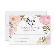 Placa RSVP de Casamento Floral Cor-de-Rosa Moderna