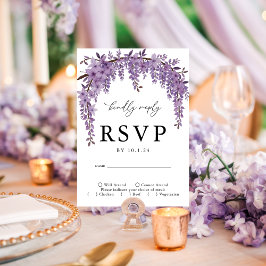 Placa RSVP de Casamento Floral da Seção de Wisteri