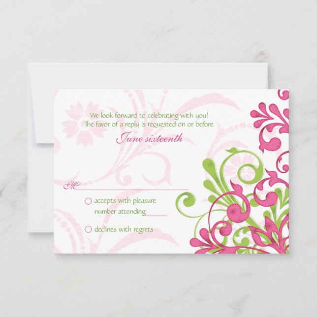 Placa RSVP de Casamento Floral de Abstrato Branco  (Frente)