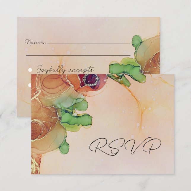 Placa RSVP de Casamento Floral de Abstrato russo (Frente/Verso)