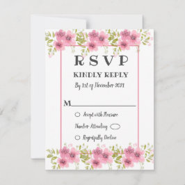 Placa RSVP de Casamento Floral de Anemone Cor-de-C