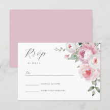 Placa RSVP de Casamento Floral de Blush e Rosa Bot