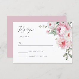 Placa RSVP de Casamento Floral de Blush e Rosa Bot