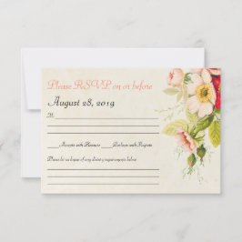 Placa RSVP de Casamento Floral de Buquê de Rosas V