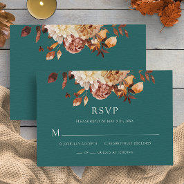 Placa RSVP de Casamento Floral de Cobre de Fall Ch