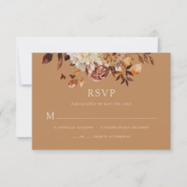 Placa RSVP de Casamento Floral de Cobre Dourado Qu