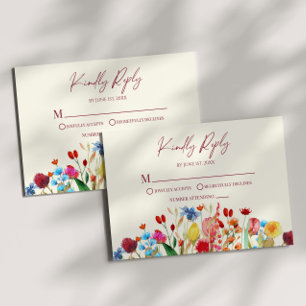 Placa RSVP de Casamento Floral de Flor Selvagem de
