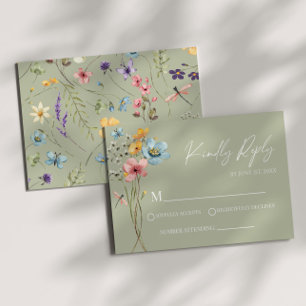 Placa RSVP de Casamento Floral de Flor Selvagem de