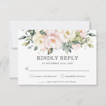 Placa RSVP de Casamento Floral de Frente de Marfim