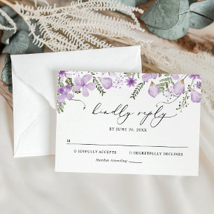 Placa RSVP de Casamento Floral de Lavanda Elegante