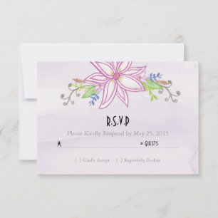 Placa RSVP de Casamento Floral de Mola d'Água Púrp