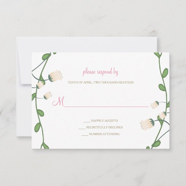 Placa RSVP de Casamento Floral de Peony (Frente)