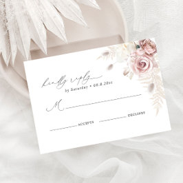 Placa RSVP de Casamento Floral de Rosa Floral Eleg