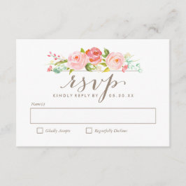 Placa RSVP de Casamento Floral de rosa Garden
