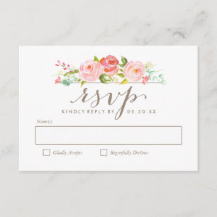 Placa RSVP de Casamento Floral de rosa Garden