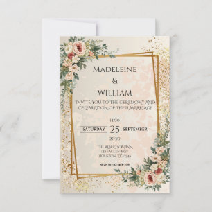 Placa RSVP de Casamento Floral do Jardim de Luxo E