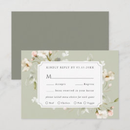 Placa RSVP de Casamento Floral Elegante Blush Whit