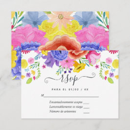 Placa RSVP de Casamento Floral Espanhol Fiesta