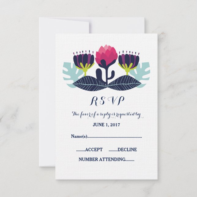 Placa RSVP de Casamento Floral Funky (Frente)