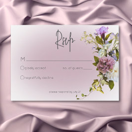 Placa RSVP de Casamento Floral Moderno de Mauve Wh