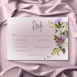 Placa RSVP de Casamento Floral Moderno de Mauve Wh